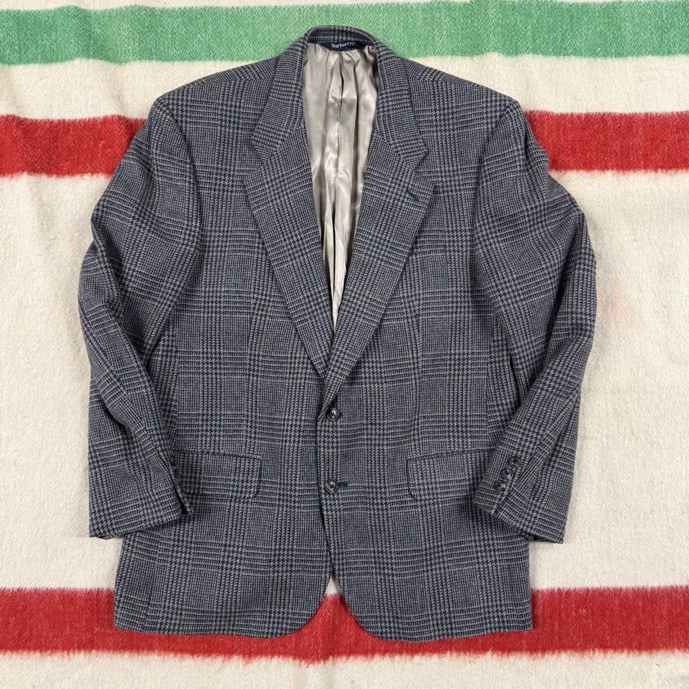 Vintage Burberrys Wool Blazer Mens 44 Glen Plaid Sport Coat Jacket